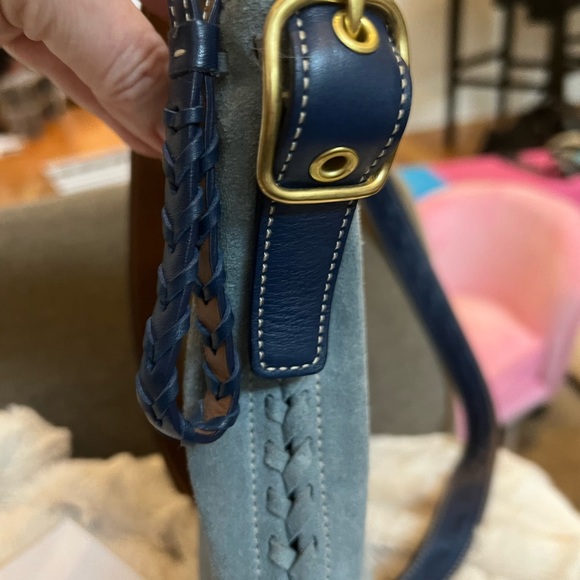 Pretty Coach Blue Suede Bag. Like new. Gold hardware. - Picture 8 of 12